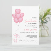 Invitation Bébé rose Aquarelle Balloon Baby shower Boho (Debout devant)
