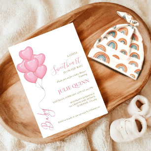 Invitation Bébé rose Aquarelle Balloon Baby shower Boho