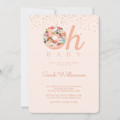 Invitation Bébé rose Baby shower botanique de beignes (Devant)