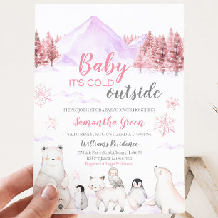Invitation Bébé Rose Bébé Il Fait Froid Dehors Baby Shower