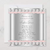 Invitation Bébé rose blanc fille Christening photo (Dos)