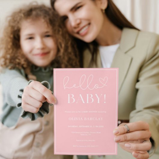 Invitation Bébé rose blanc fille Douche