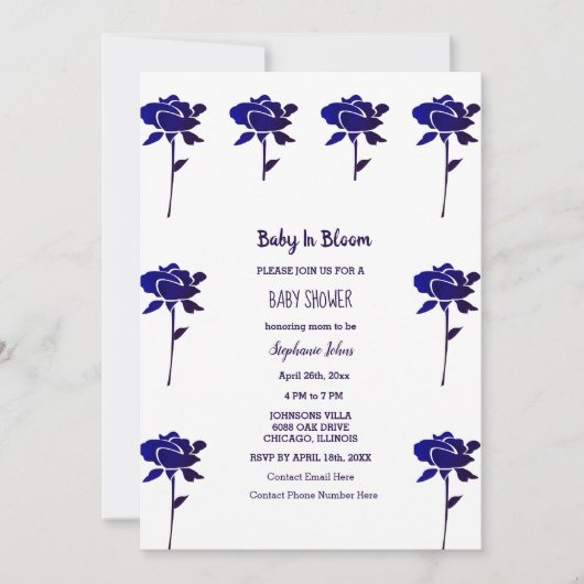 Invitation Bébé Rose Bleu En Fleur Baby shower Fille 2024 (Devant)