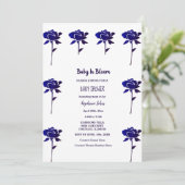 Invitation Bébé Rose Bleu En Fleur Baby shower Fille 2024 (Debout devant)