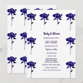 Invitation Bébé Rose Bleu En Fleur Baby shower Fille 2024 (Devant / Derrière)