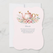 Invitation Bébé rose brassage Tea Party Douche Floral Brunch (Dos)
