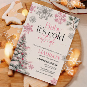Invitation Bébé rose C'est froid dehors Baby shower Invitatio
