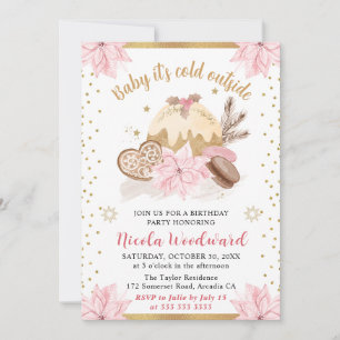 Invitation Bébé Rose C'est Froid Dehors Fête d'Anniversaire