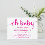 Invitation Bébé rose chaud simple | Douche à fleurs Magenta (Debout devant)