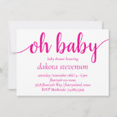 Invitation Bébé rose chaud simple | Douche à fleurs Magenta (Devant)