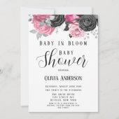 Invitation Bébé Rose De Luxe En Fleur Baby shower Invita (Devant)