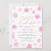 Invitation Bébé rose de Noël simple Sa douche extérieure froi (Devant)