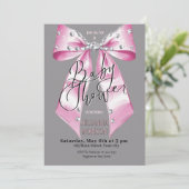 Invitation Bébé rose Diamond Coquette Baby shower de la mâcho (Debout devant)