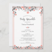 Invitation Bébé Rose doré brillant rose gris floral (Devant)