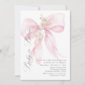 Invitation Bébé rose en Baby shower floral fleuri (Devant)