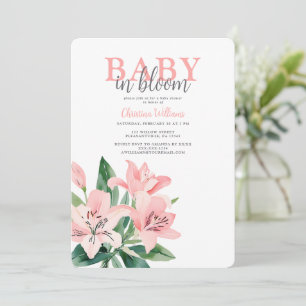 Invitation Bébé rose en fleur Baby shower fille