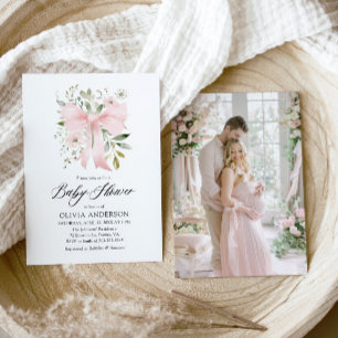 Invitation Bébé rose en fleur Baby shower floral fille