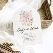 Invitation Bébé rose en fleur Baby shower floral fille