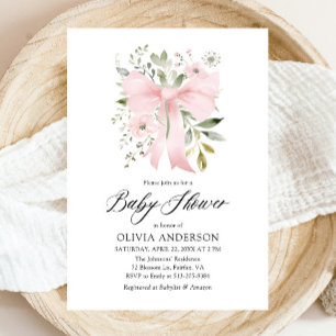 Invitation Bébé rose en fleur Baby shower floral fille