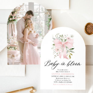 Invitation Bébé rose en fleur Baby shower floral fille