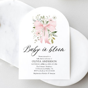 Invitation Bébé rose en fleur Baby shower floral fille