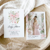 Invitation Bébé rose en fleur Baby shower floral fille