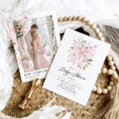 Invitation Bébé rose en fleur Baby shower floral fille