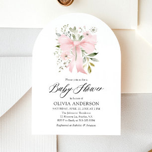 Invitation Bébé rose en fleur Baby shower floral fille