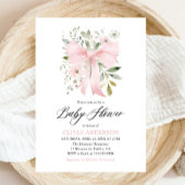 Invitation Bébé rose en fleur Baby shower floral fille