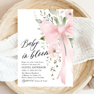 Invitation Bébé rose en fleur Baby shower floral fille