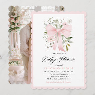 Invitation Bébé rose en fleur Baby shower floral fille