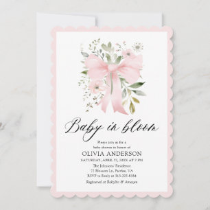 Invitation Bébé rose en fleur Baby shower floral fille