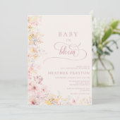 Invitation Bébé Rose En Fleur Code QR Baby Shower (Debout devant)