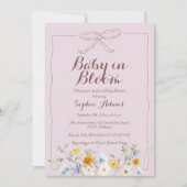 Invitation Bébé rose en fleurs Bow Fleur sauvage Baby shower  (Devant)