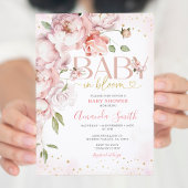 Invitation Bébé rose en fleurs Fleurs Fille Baby shower