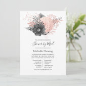 Invitation Bébé rose et charbon de bois ou Fête des mariées p (Debout devant)