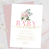 Invitation Bébé rose et or en fleurs Floral Baby Show