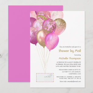 Invitation Bébé rose et or ou Baby shower par la poste