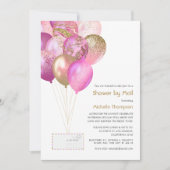 Invitation Bébé rose et or ou Fête des mariées par courrier (Devant)