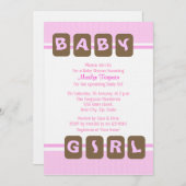 Invitation Bébé rose fille (Devant / Derrière)