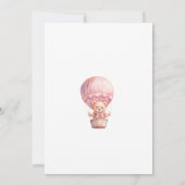 Invitation Bébé rose Fille Air Ballon Teddy Ours Anniversaire (Dos)
