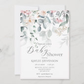 Invitation Bébé rose Fille Floral Baby shower moderne (Devant)