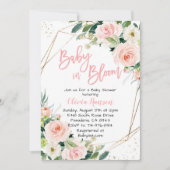 Invitation Bébé rose floral dans le Baby shower en fleur (Devant)