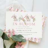 Invitation Bébé rose Floral En Fleur Baby shower Fille