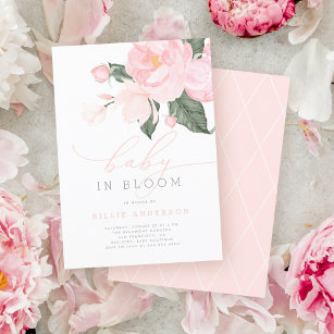 Invitation Bébé rose floral en fleur Douche fille