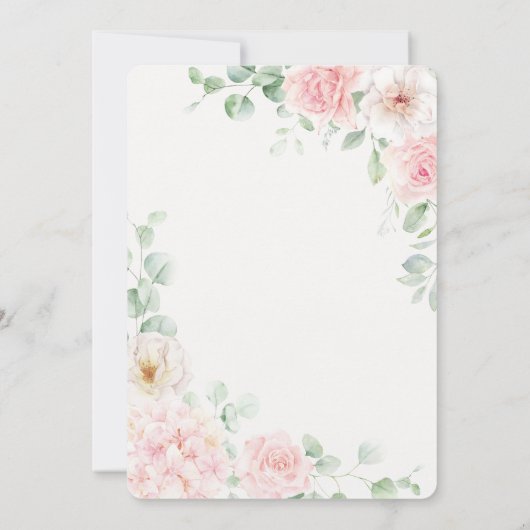 Invitation Bébé rose floral en fleurs Baby shower Hydrangea (Dos)