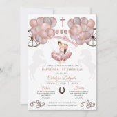 Invitation Bébé rose Gold Mexicain Charra Baptême Baptême (Devant)