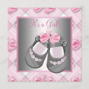 Invitation Bébé rose gris Chaussures rose Gris rose Bébé Douc
