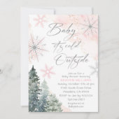 Invitation Bébé rose Il fait froid dehors Baby shower (Devant)