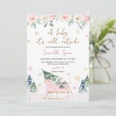Invitation Bébé rose Il fait froid dehors Baby shower (Debout devant)